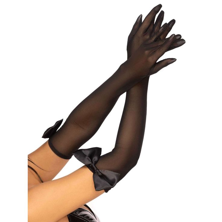 Satin Bow Mesh Opera Gloves