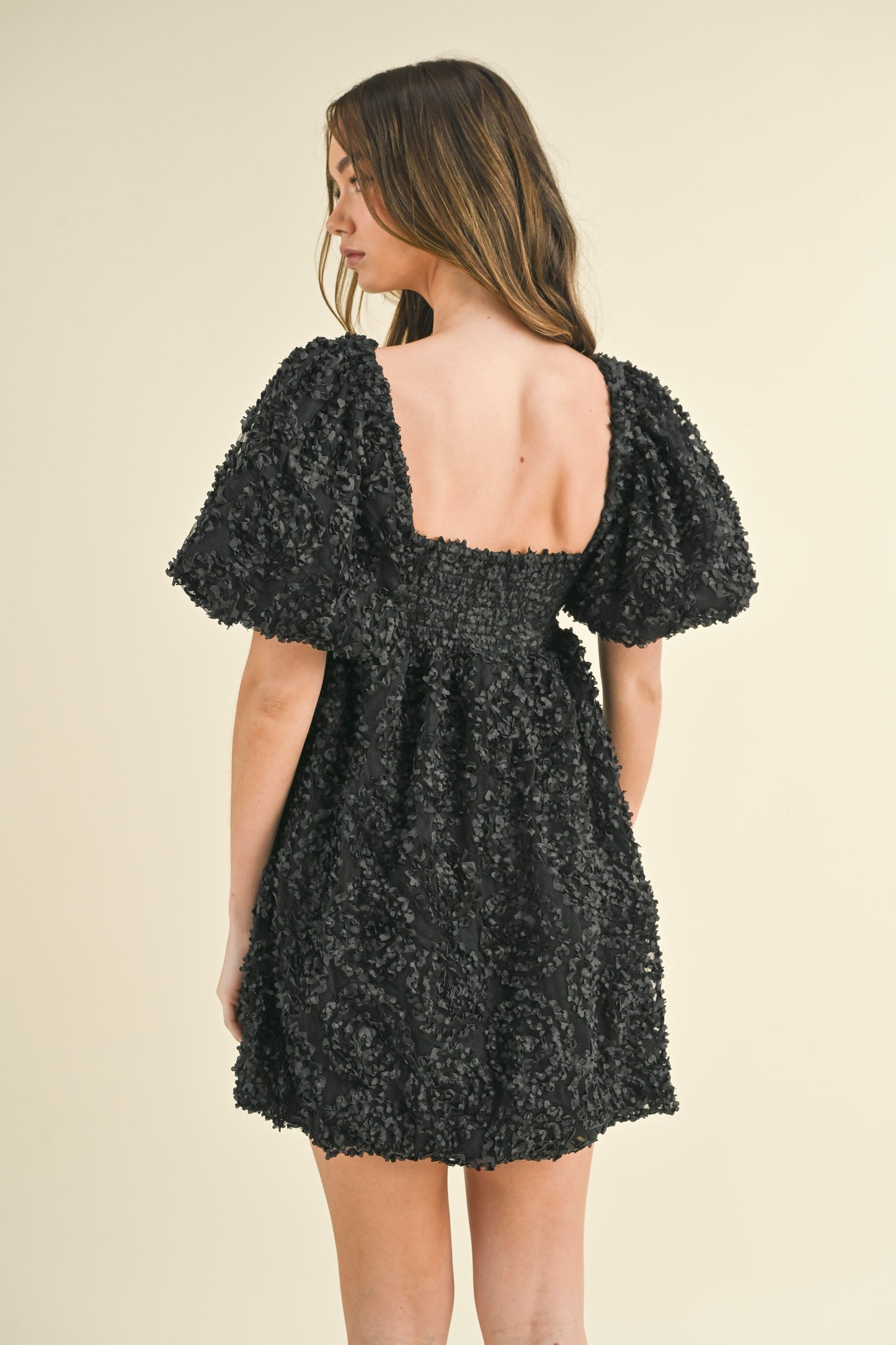 Verona Puff Sleeve Embroidery Dress