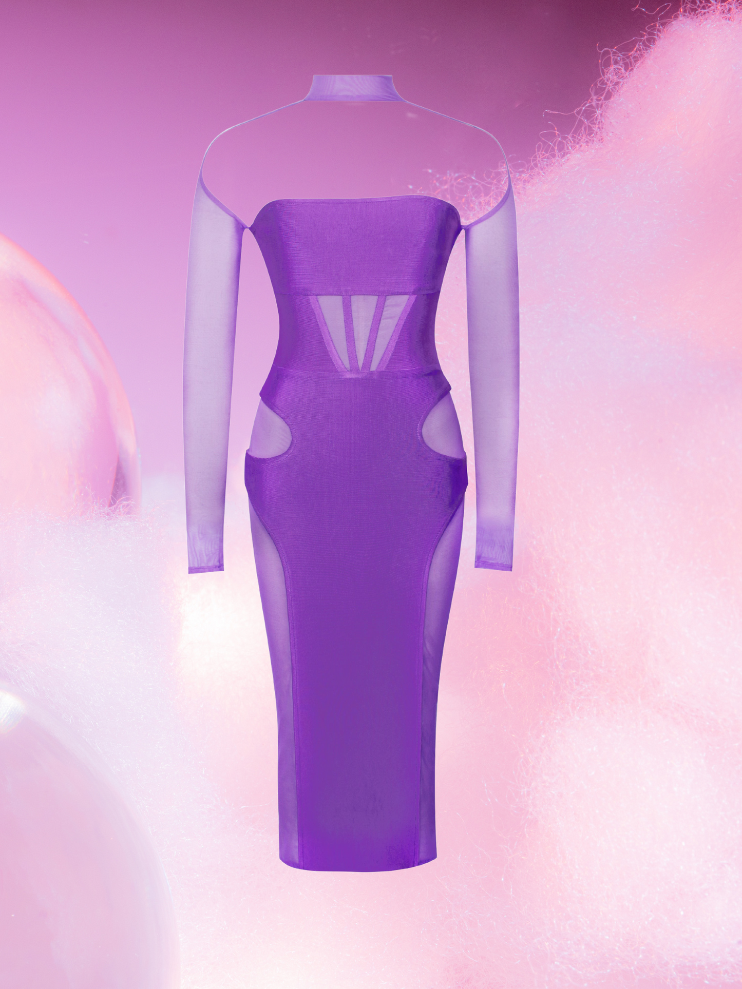 Barrett Mesh Bandage Long Sleeve Dress