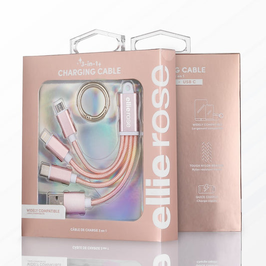 3 in 1 Charging Cable 6in - White