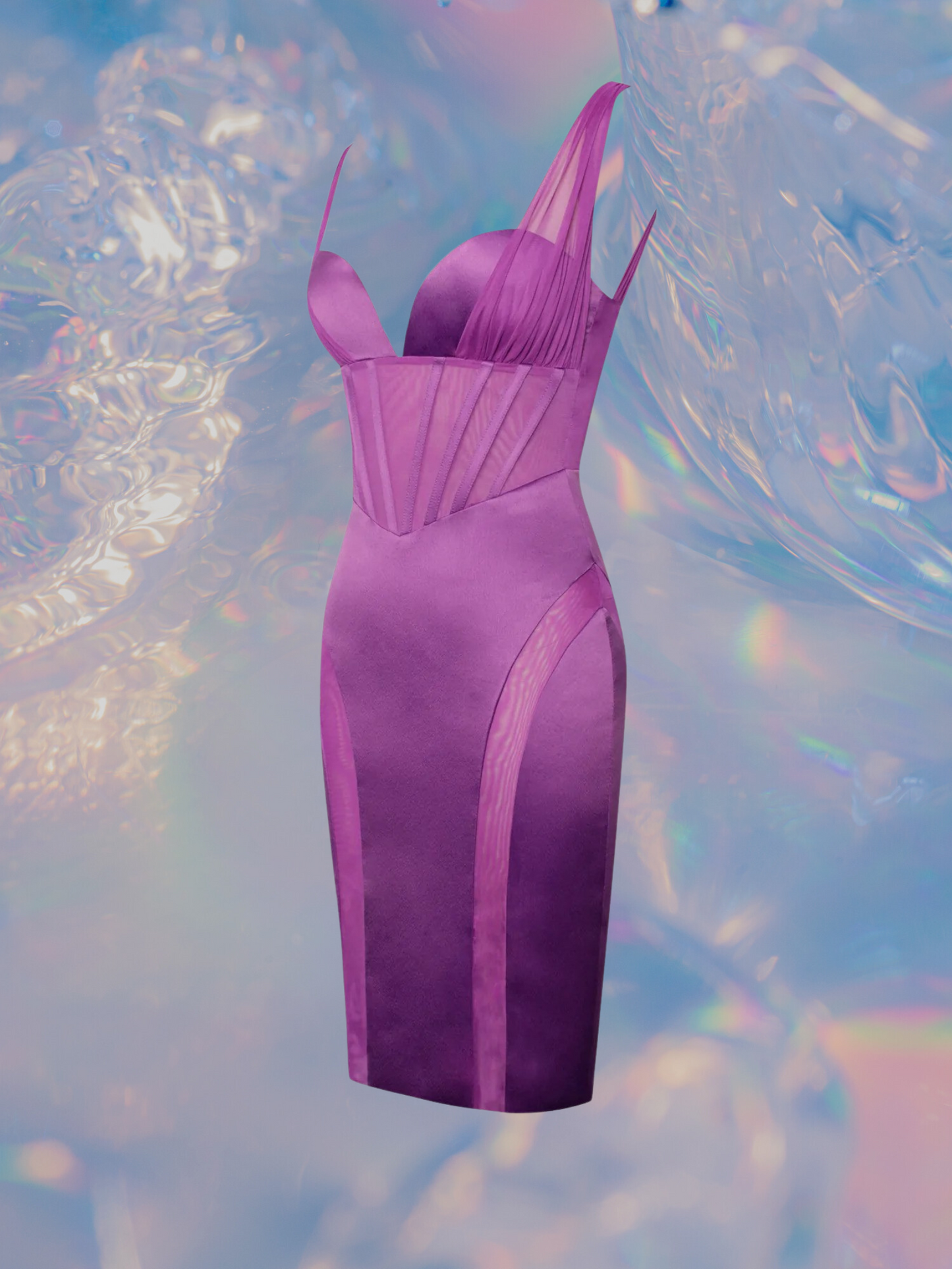 Gretta Mesh Corset Satin Dress