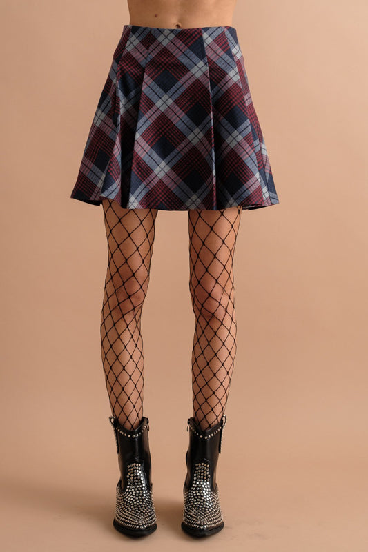 Bikercore Plaid Pleated Skirt