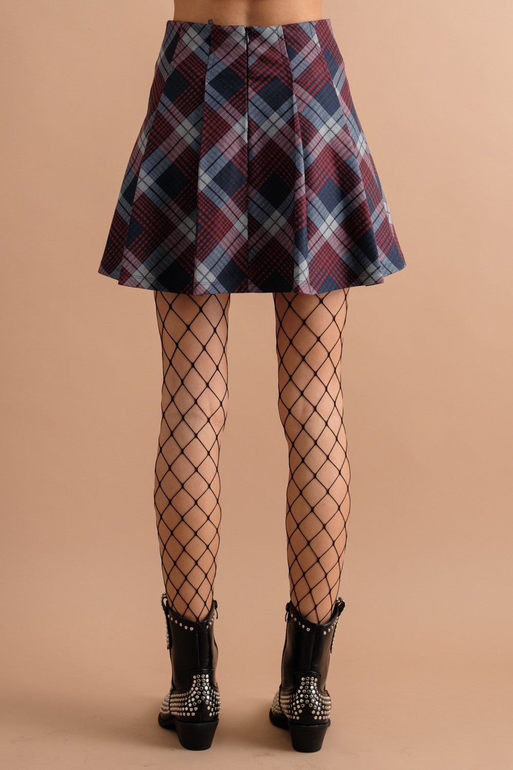 Bikercore Plaid Pleated Skirt