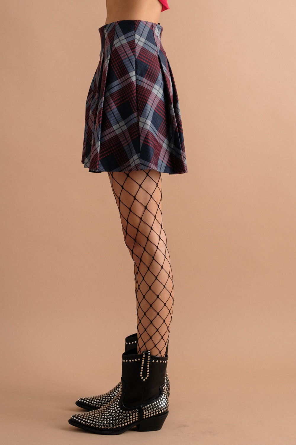 Bikercore Plaid Pleated Skirt