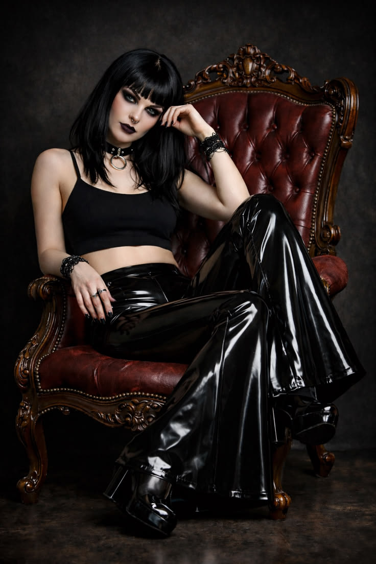 Latex Full Length Flare Pants