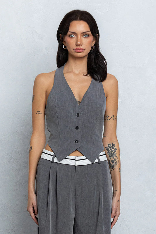 Camie Halter Button Down Vest