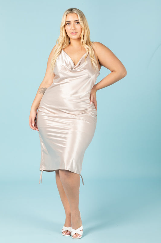 Plus Convertible Satin Slip Dress