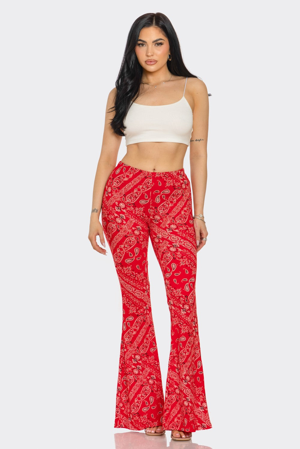 Elena Bandana Print Flare Pants