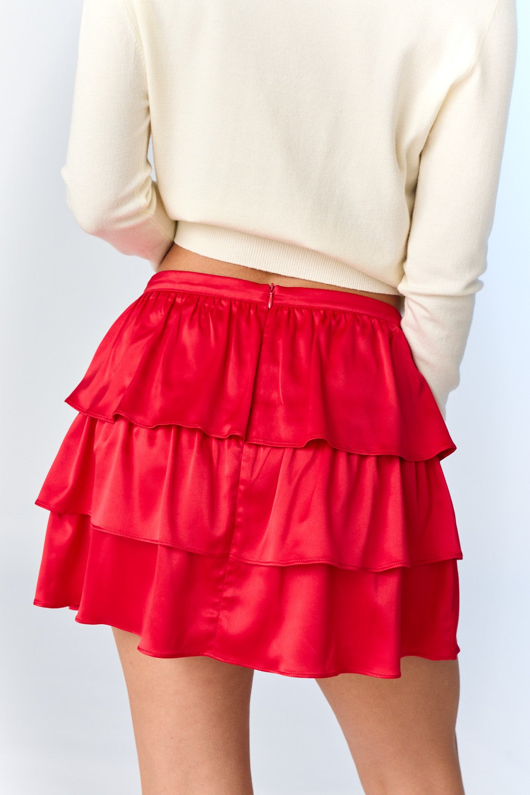 Ella Satin Tiered Mini Skirt
