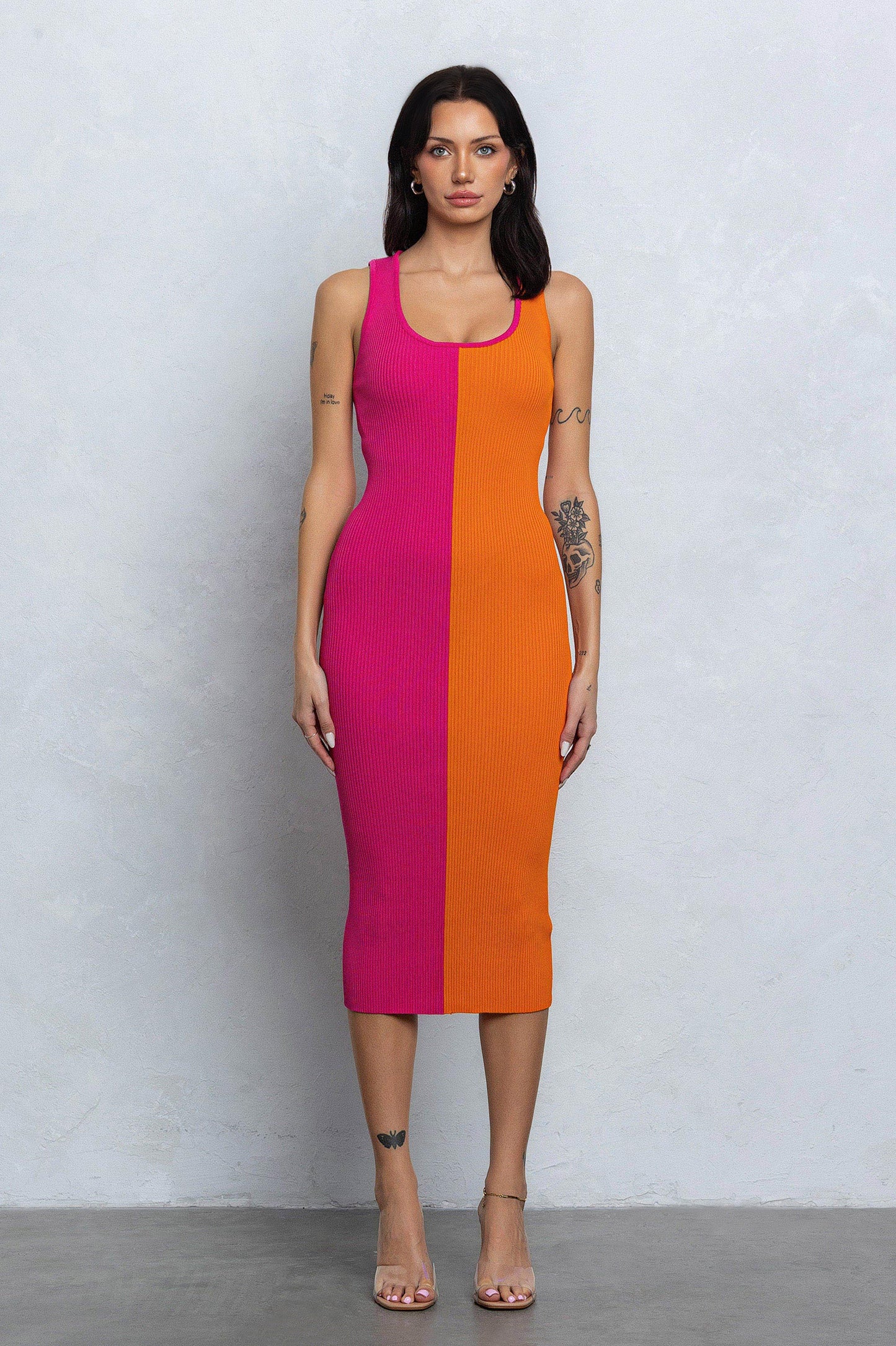 Emelie Colorblock Split Midi Dress