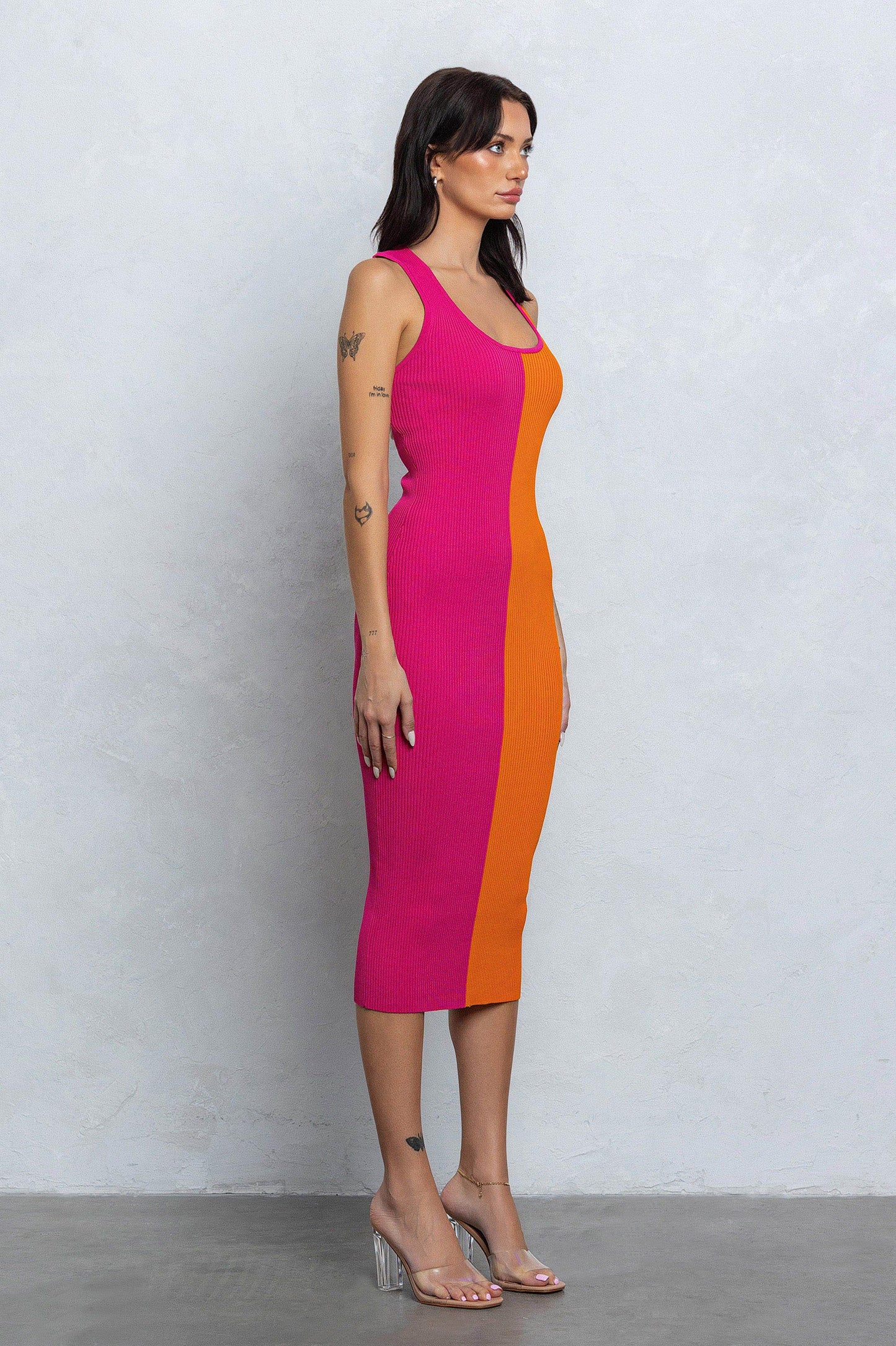Emelie Colorblock Split Midi Dress
