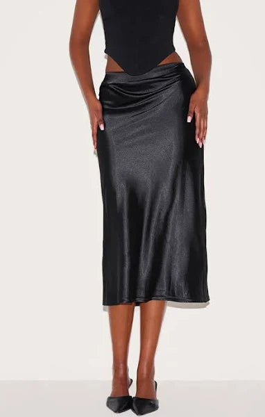 Fiara Satin Midi Skirt