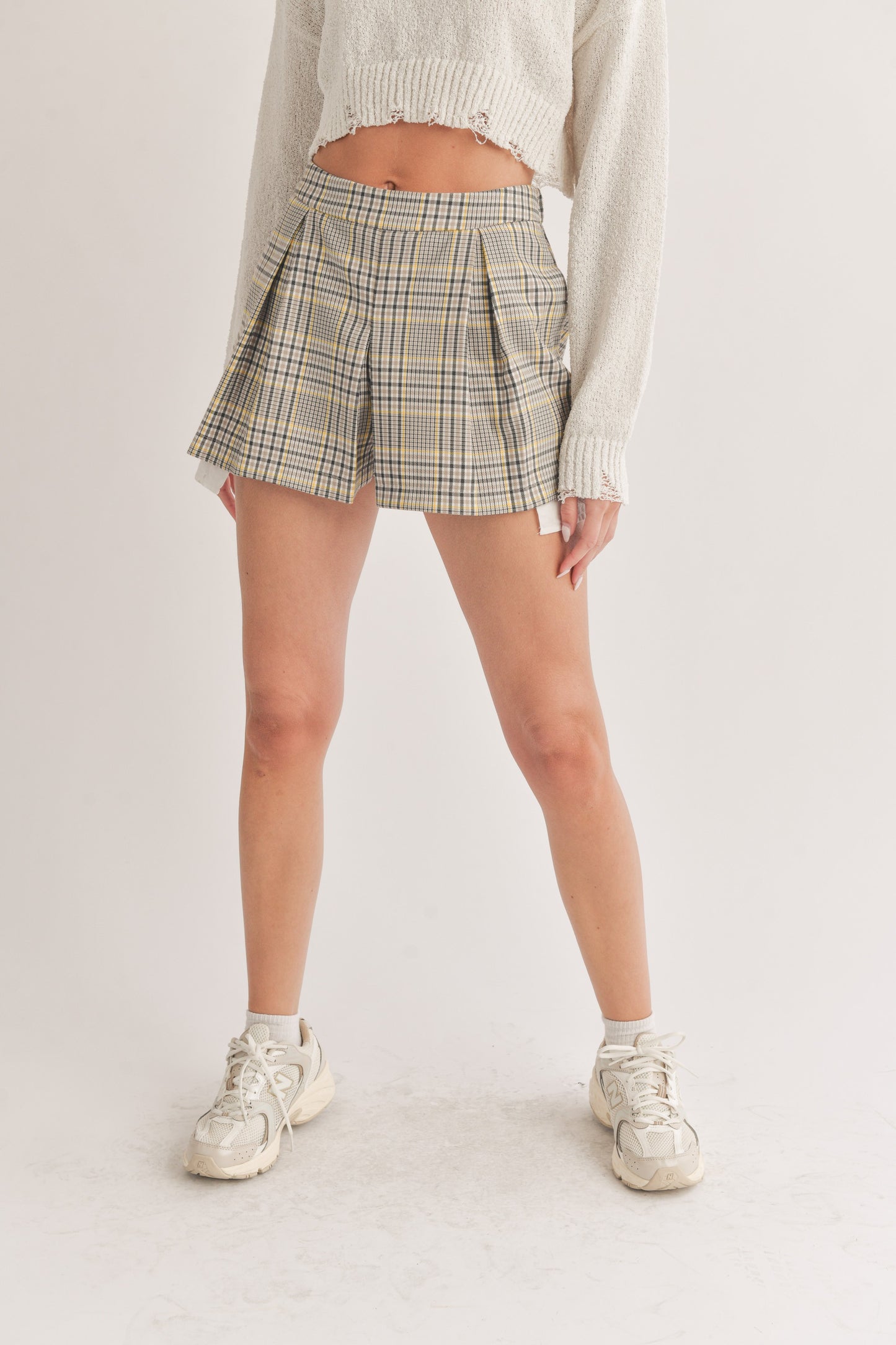 Georgia Pleated Plaid Shorts