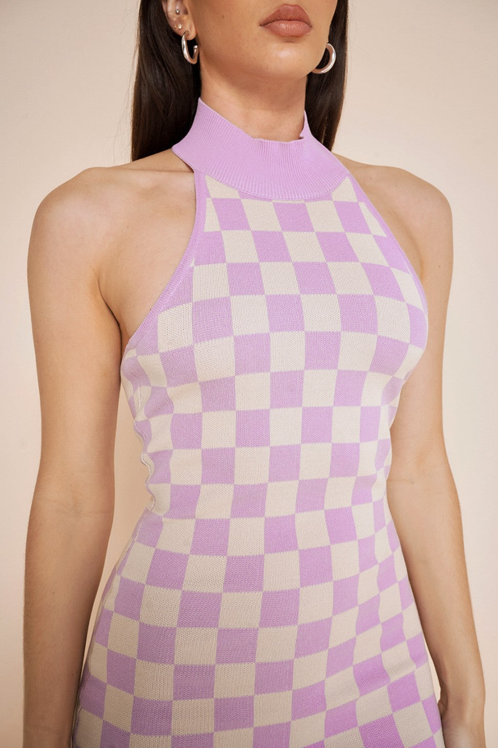 Ginger Gingham Checker Halter Dress