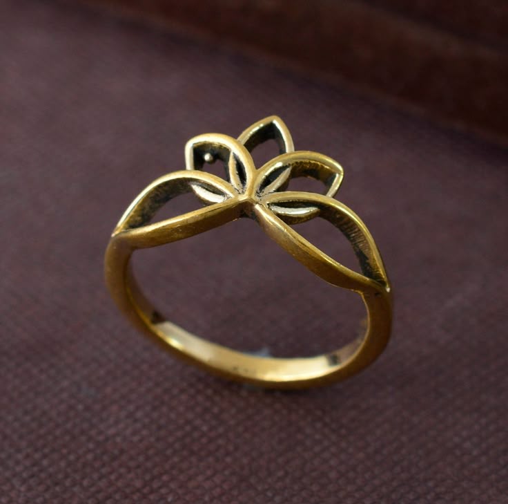 Golden Lotus Brass Ring