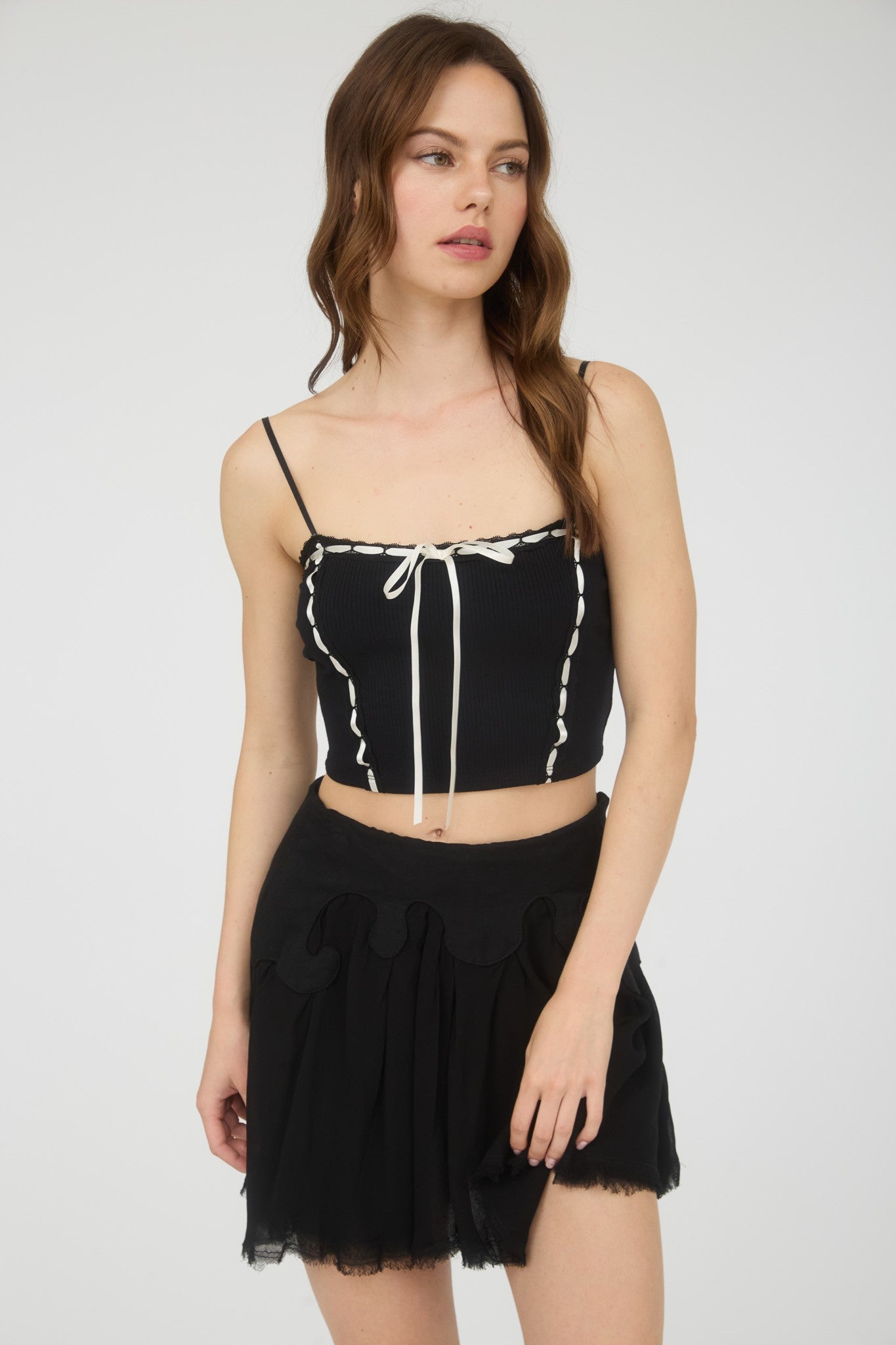 Lace Trim Cami Crop Top