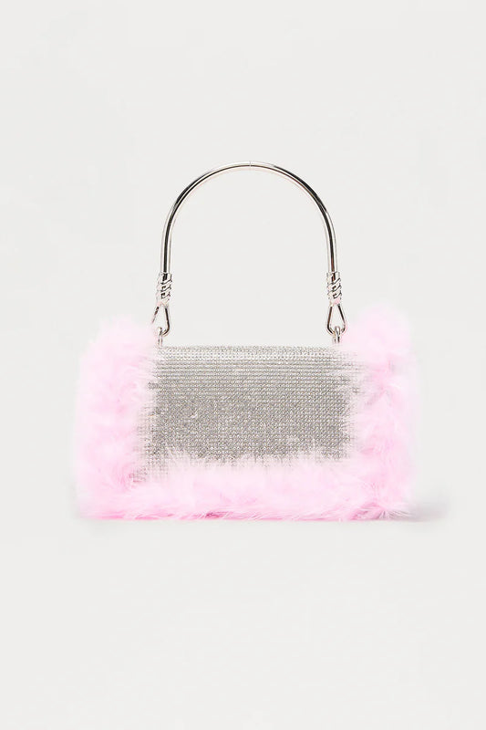 Paris Rhinestone Fur Purse
