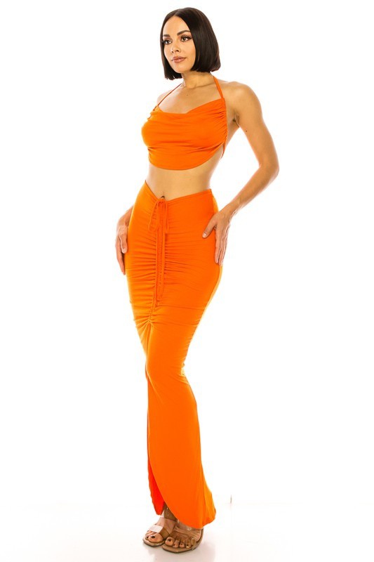 Plus Ruched Maxi Skirt