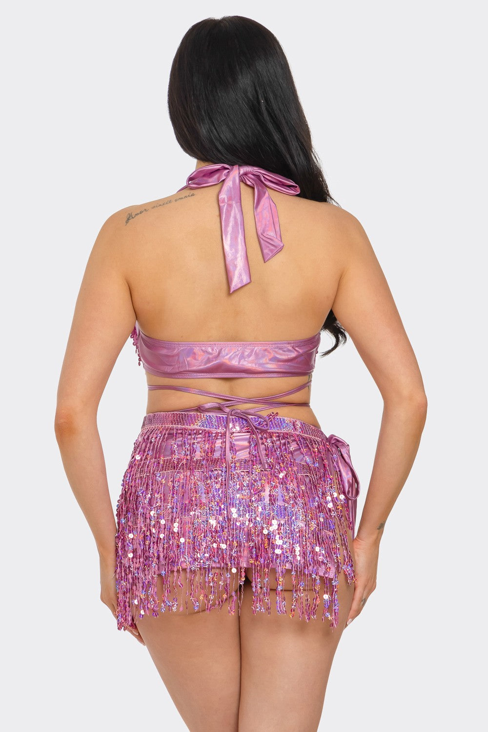 Shania Halter Sequin Fringe Top