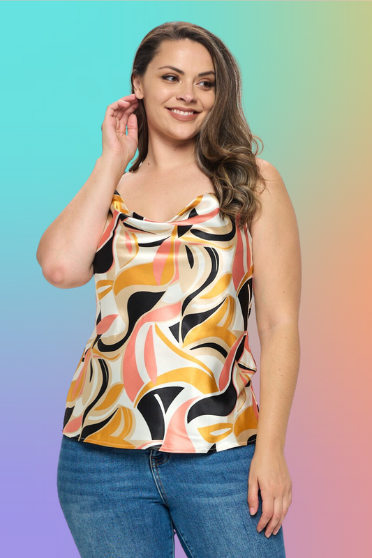 Plus Satin Cowl Neck Cami