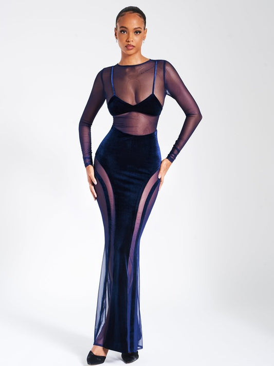 Shannon Velvet Mesh Maxi Dress