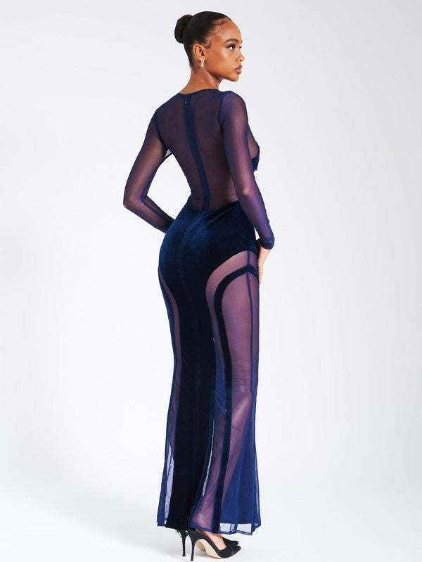 Shannon Velvet Mesh Maxi Dress