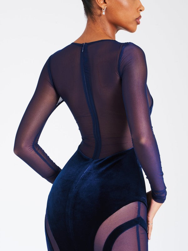 Shannon Velvet Mesh Maxi Dress