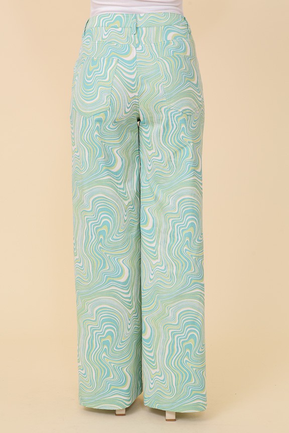 Swirl Print Denim Pants