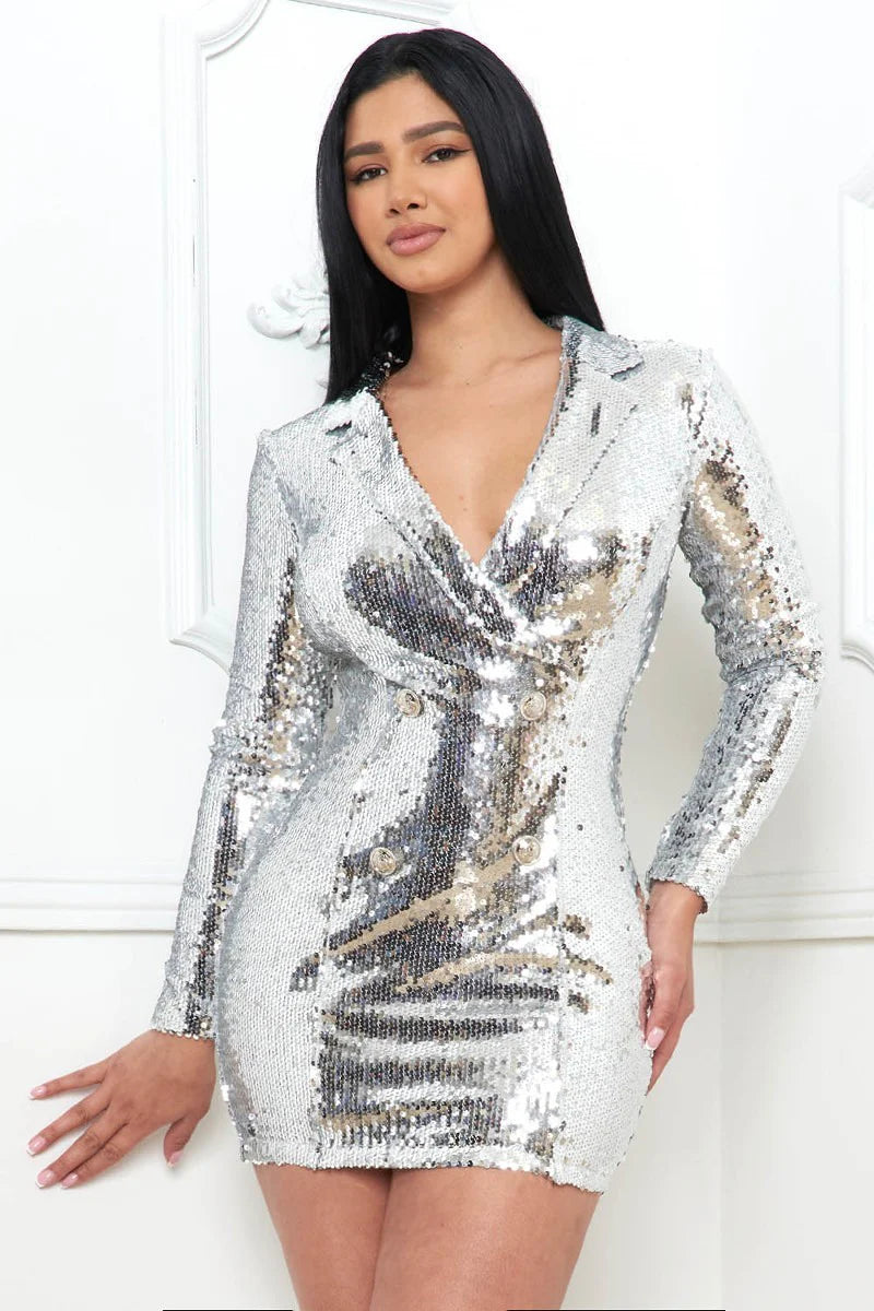 Veronica Sequin Blazer Dress