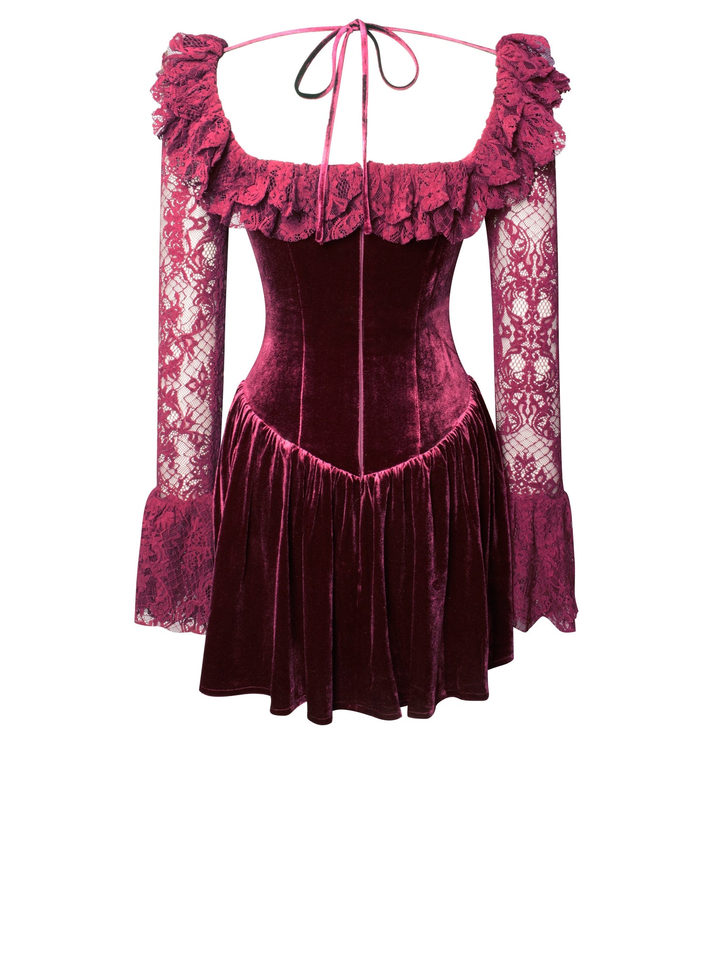 Yachira Velvet Lace Flare Mini Dress