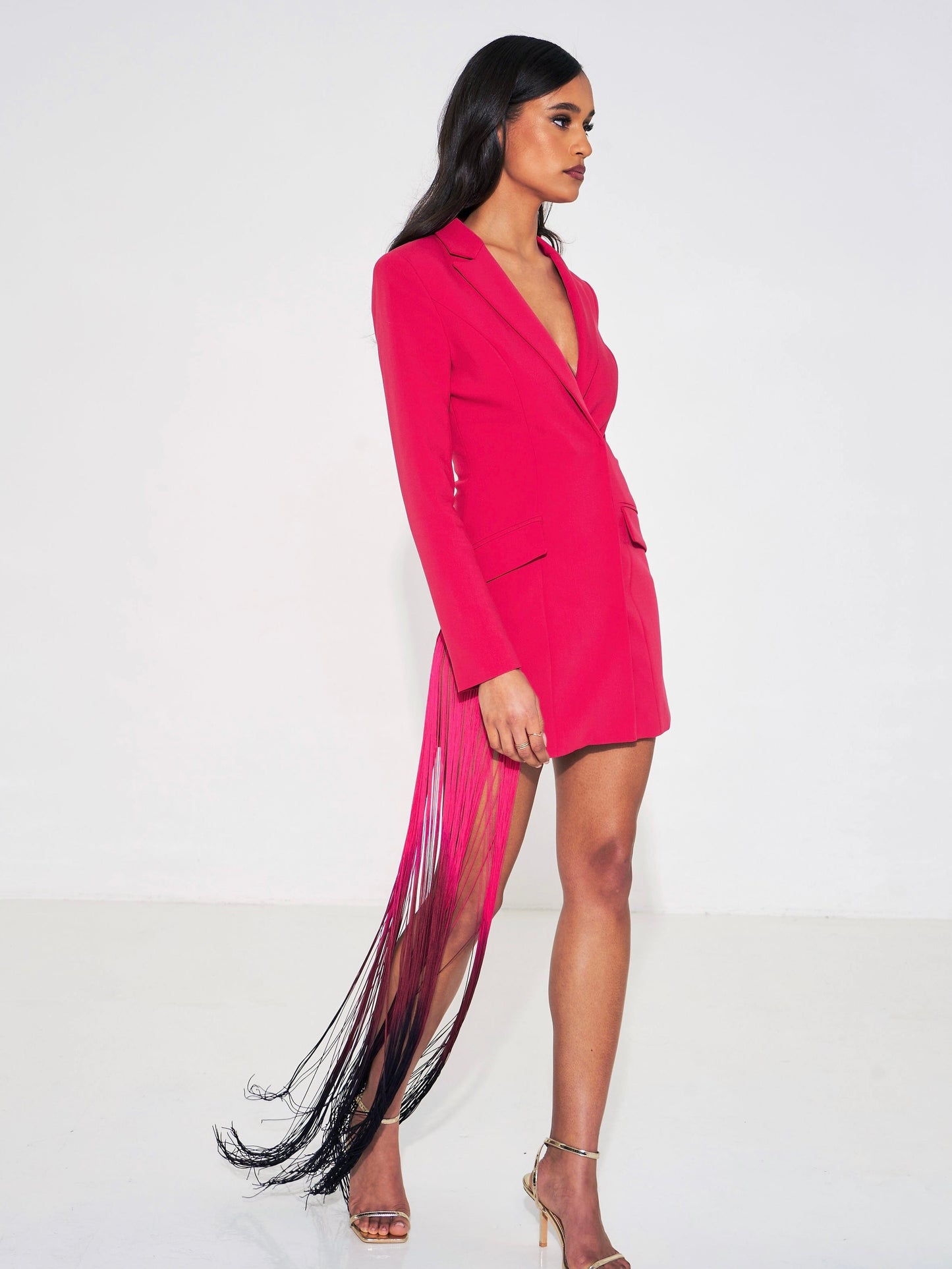 Yelena Fringe Draping Blazer Dress