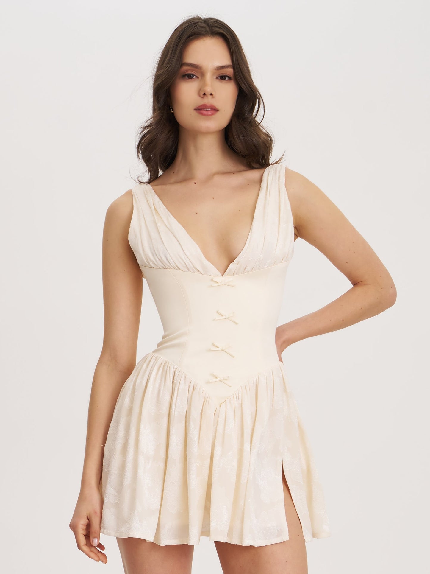 Zahara Jacquard Drop Waist Mini Dress