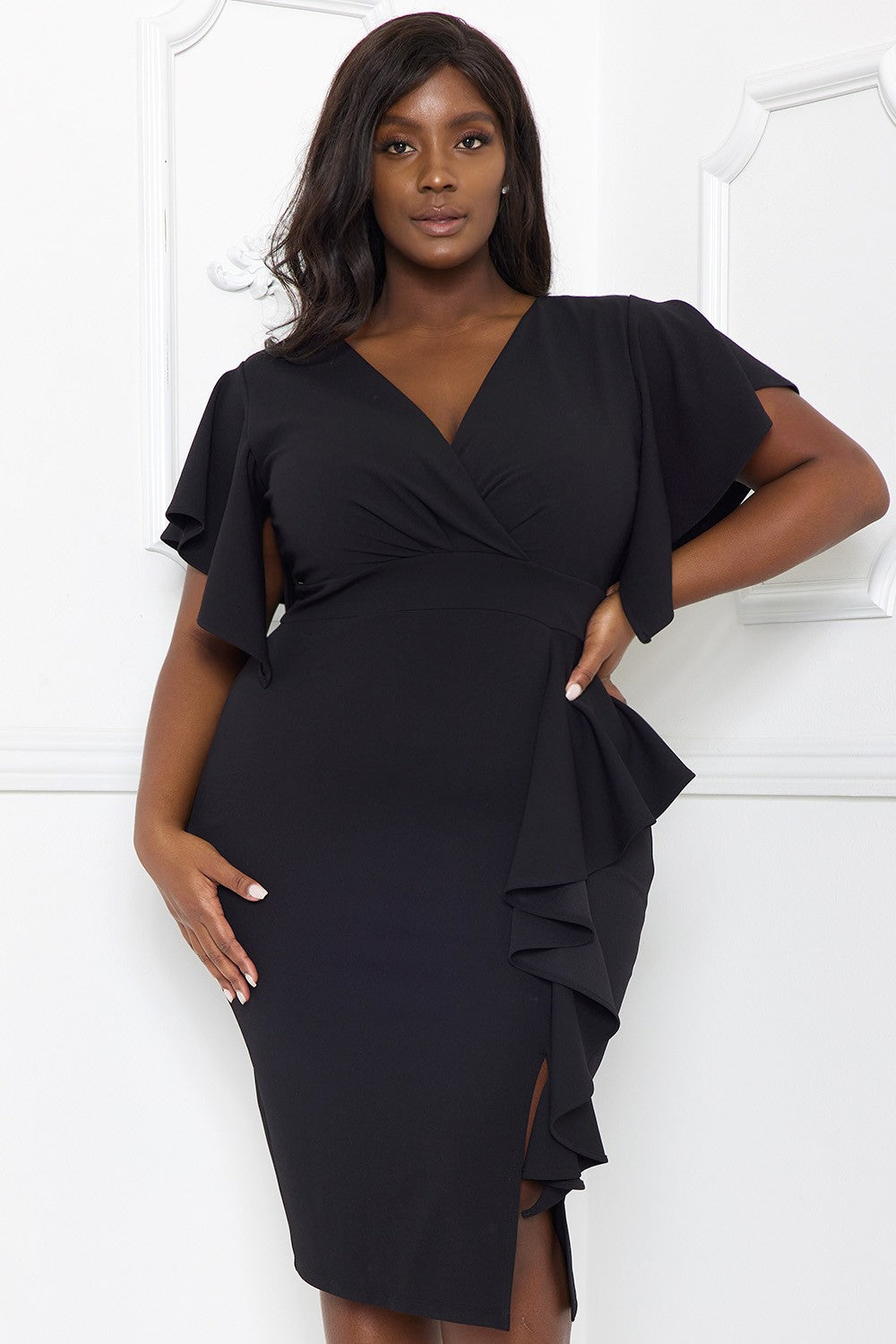 Zandi Plus Ruffle Midi Dress