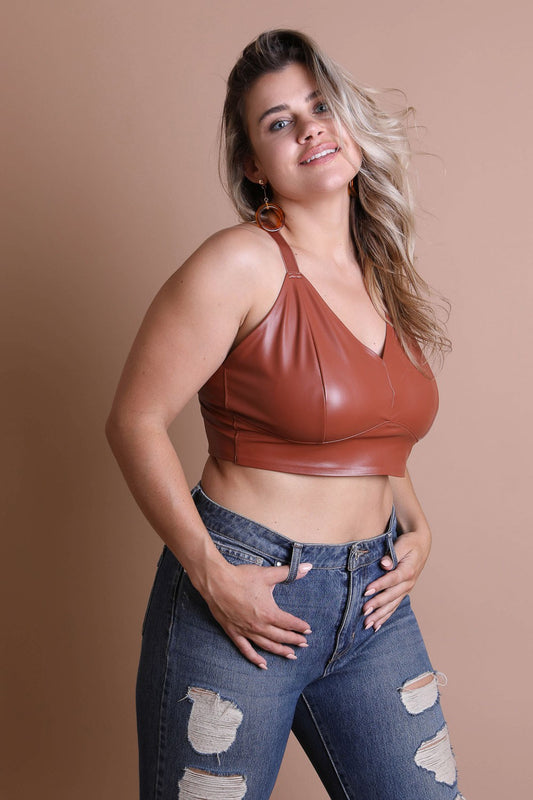 Plus Faux Leather Bralette