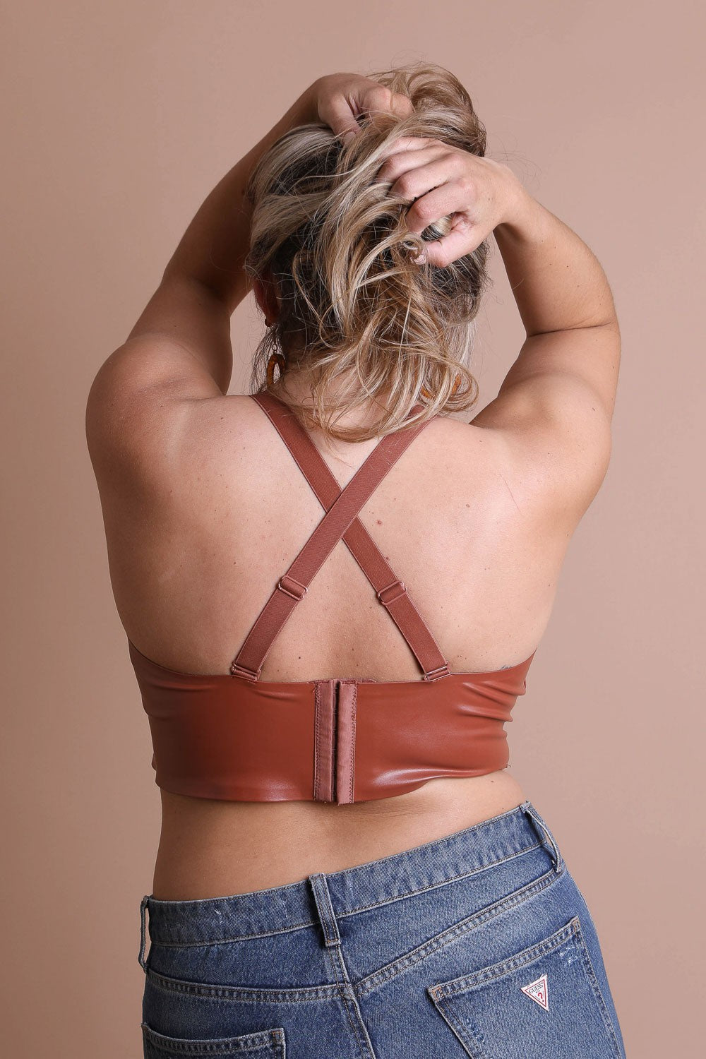 Plus Faux Leather Bralette