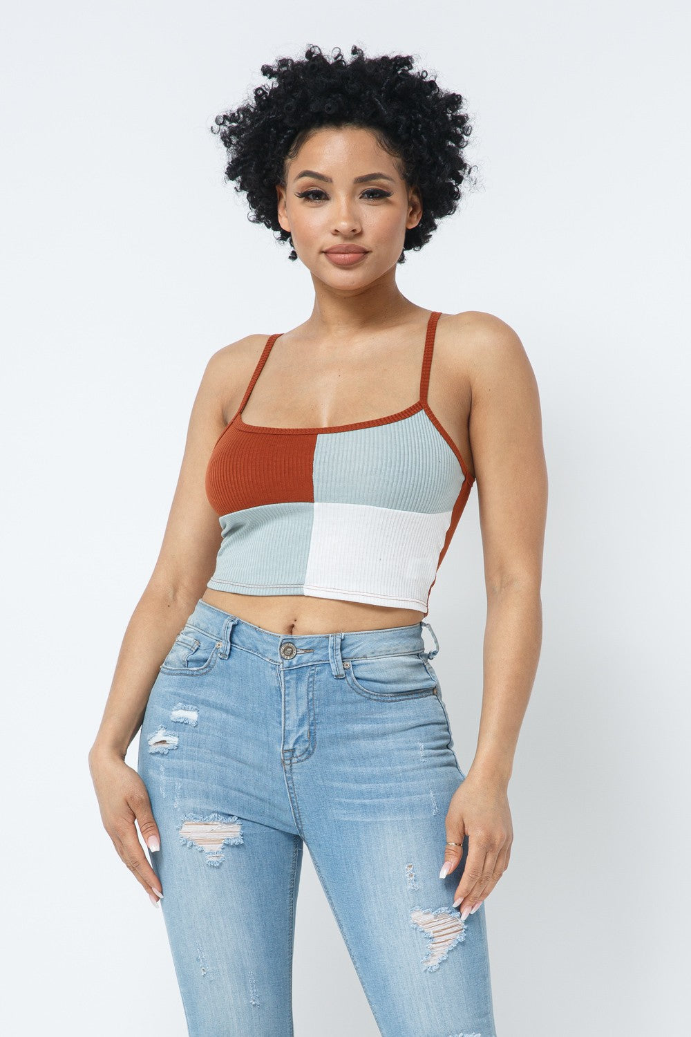 Color Block Crop Cami
