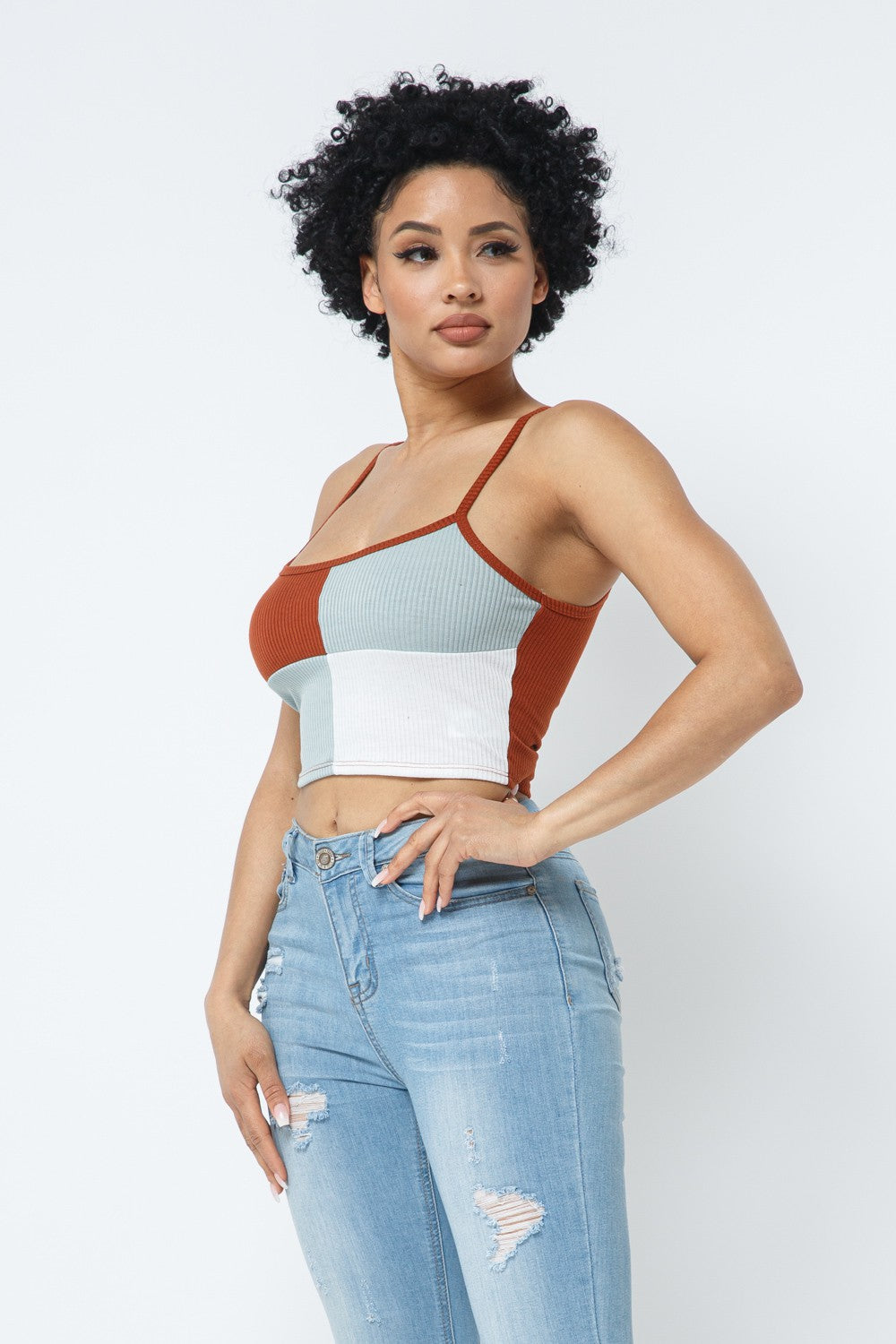 Color Block Crop Cami