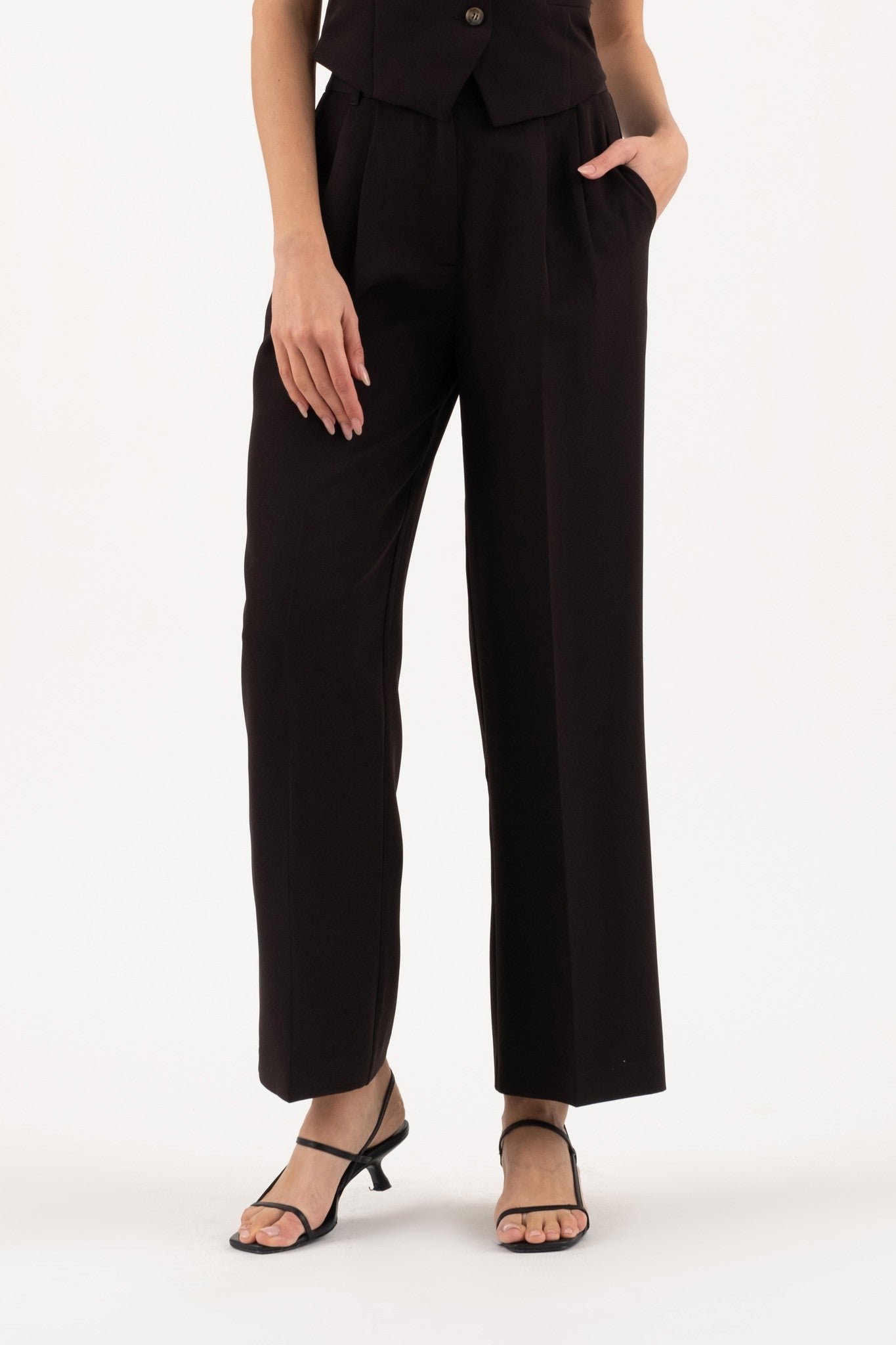 High Waist Pleated Wide Leg Pants