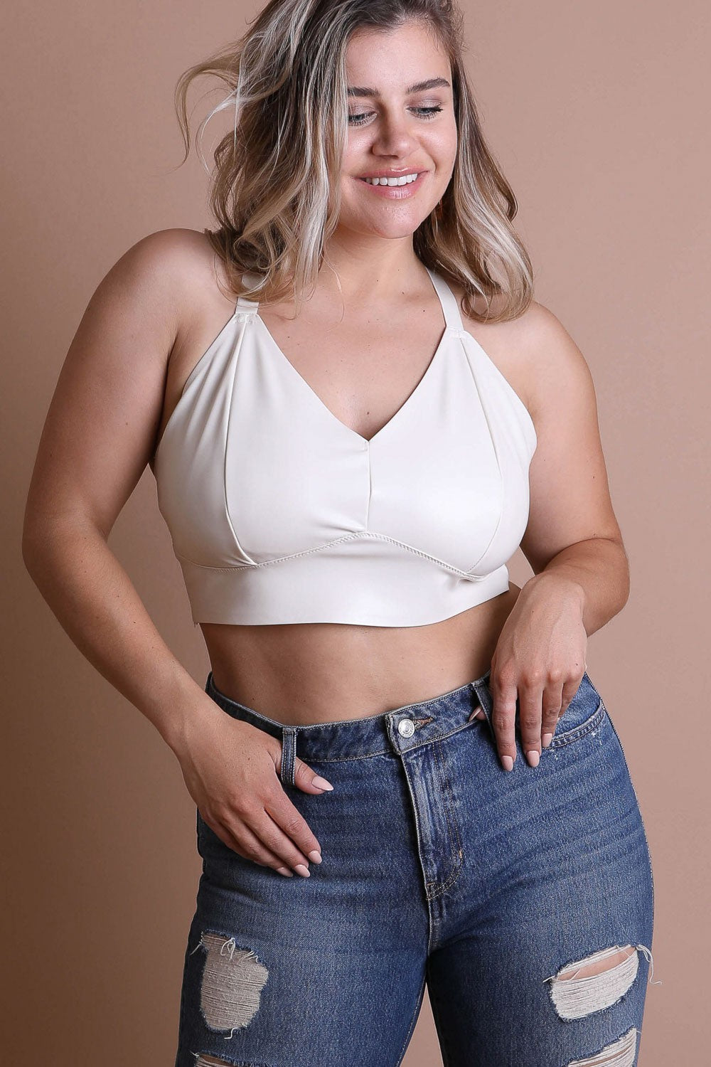Plus Faux Leather Bralette