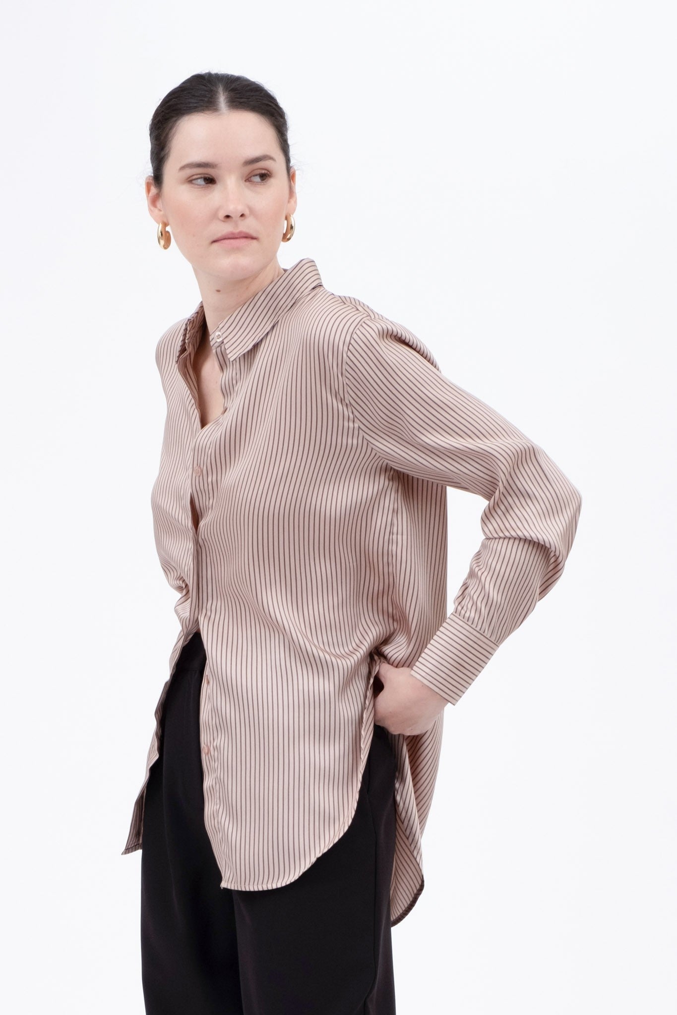 Pinstripe Button up Woven Top