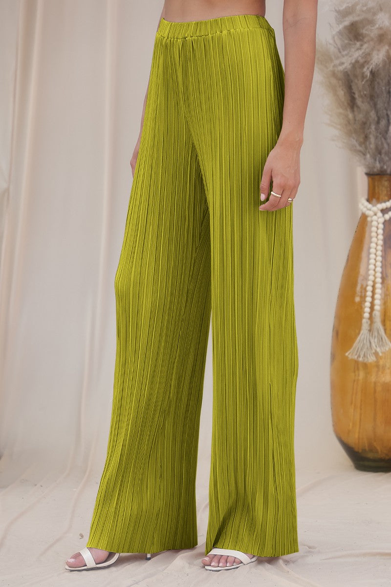 Plisse Wide Leg Pant