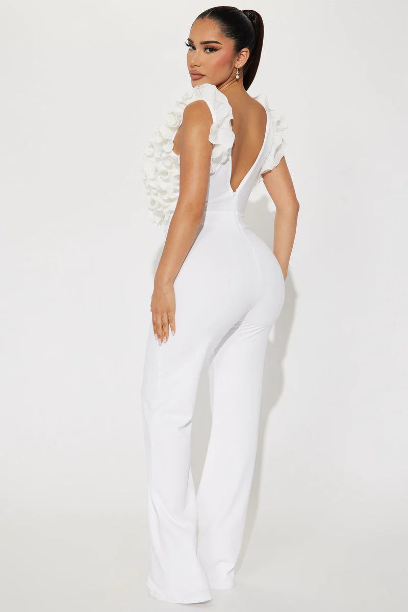 Patricia Ruffle V Neck Jumpsuit