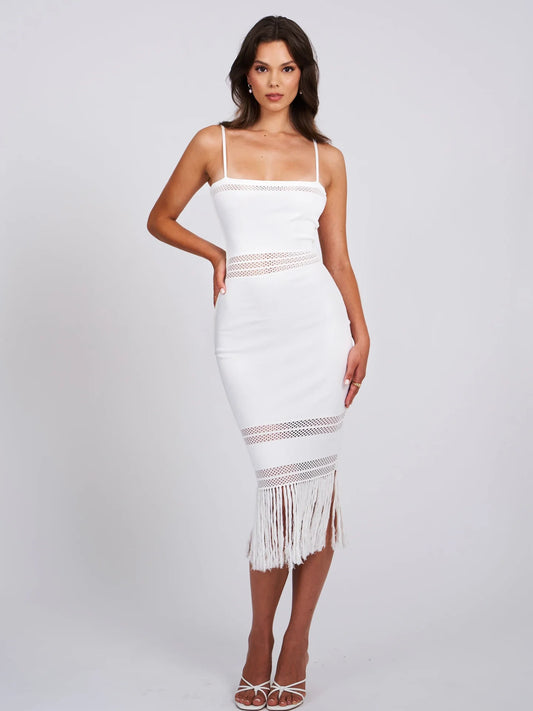 Soraya Crochet Fringe Midi Dress
